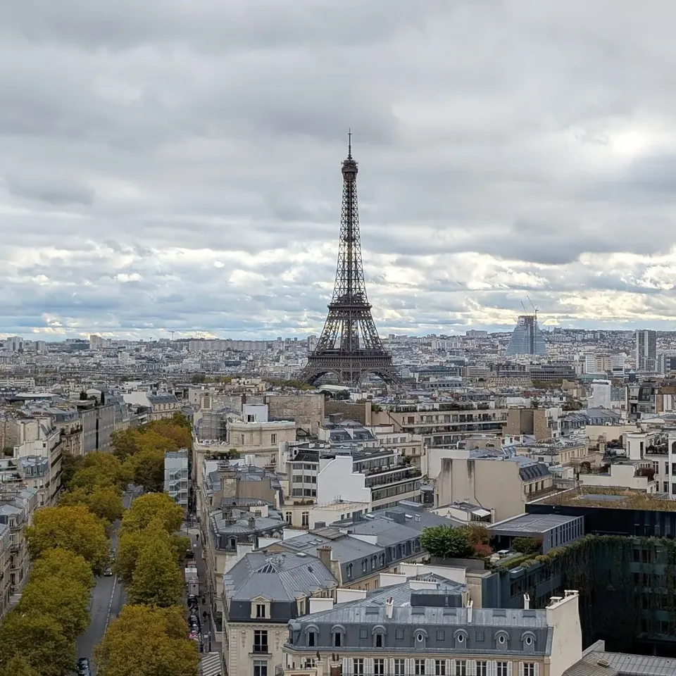 Paris rooftops with the Eiffel Tower on the skyline